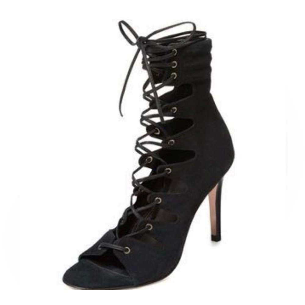 Maje Black Suede Lace-Up Stiletto Heels Womens 39 US 8.5 EUC